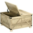 thumbnail image 1 of HomCom Farmhouse Storage Particle Board and Pine Wood Coffee Table, Oak, 1 of 8