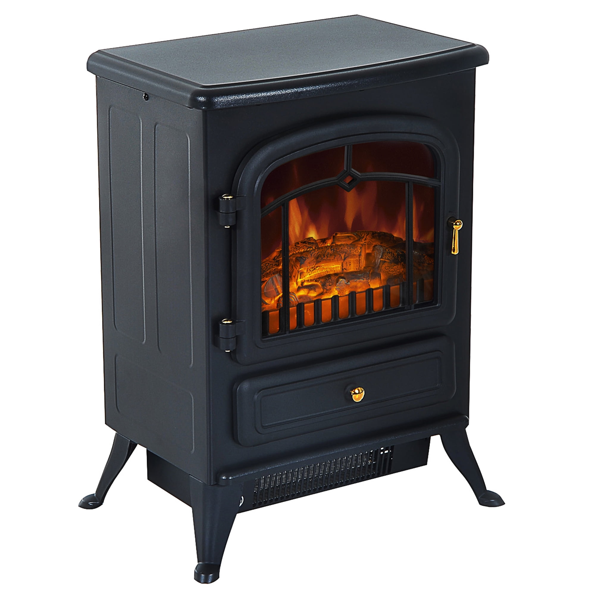 HomCom Freestanding Electric Fireplace Heater in Black with Realistic  Flames, 21 H, 1500W - Walmart.com