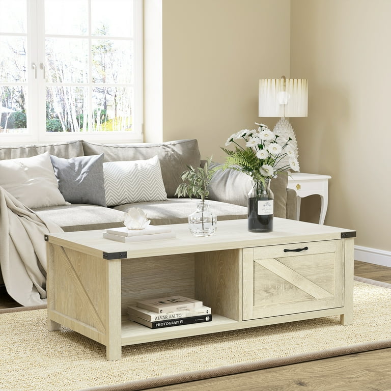 HOMCOM Industrial Coffee Table, Rustic Wooden Furniture, Vintage