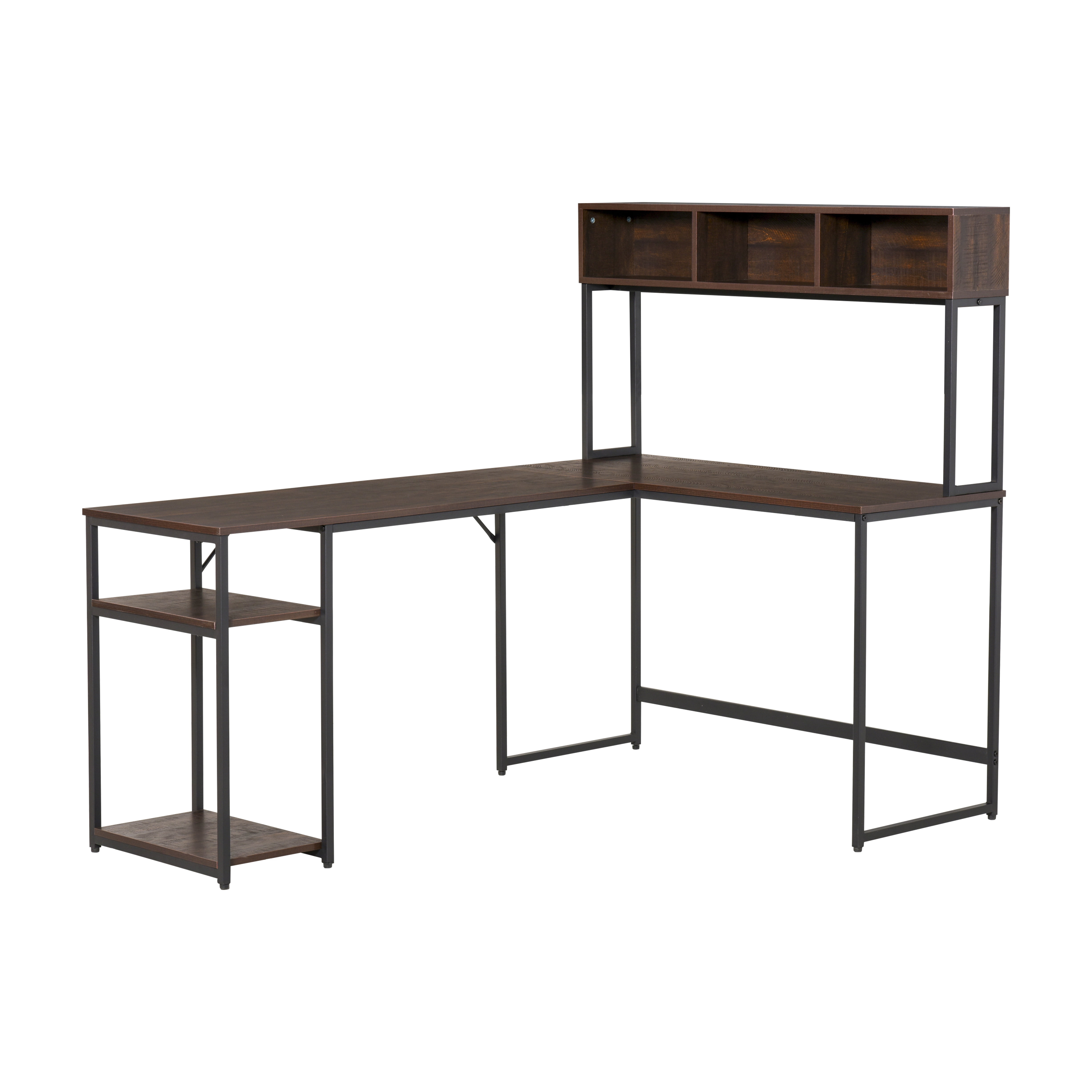 Tabletop Workspace HomCom L-Shaped Home Office Desk with Large Tabletop Workspace, Bottom ...