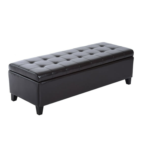 HomCom Large 51" Tufted Faux Leather Ottoman Storage Bench - Dark Brown