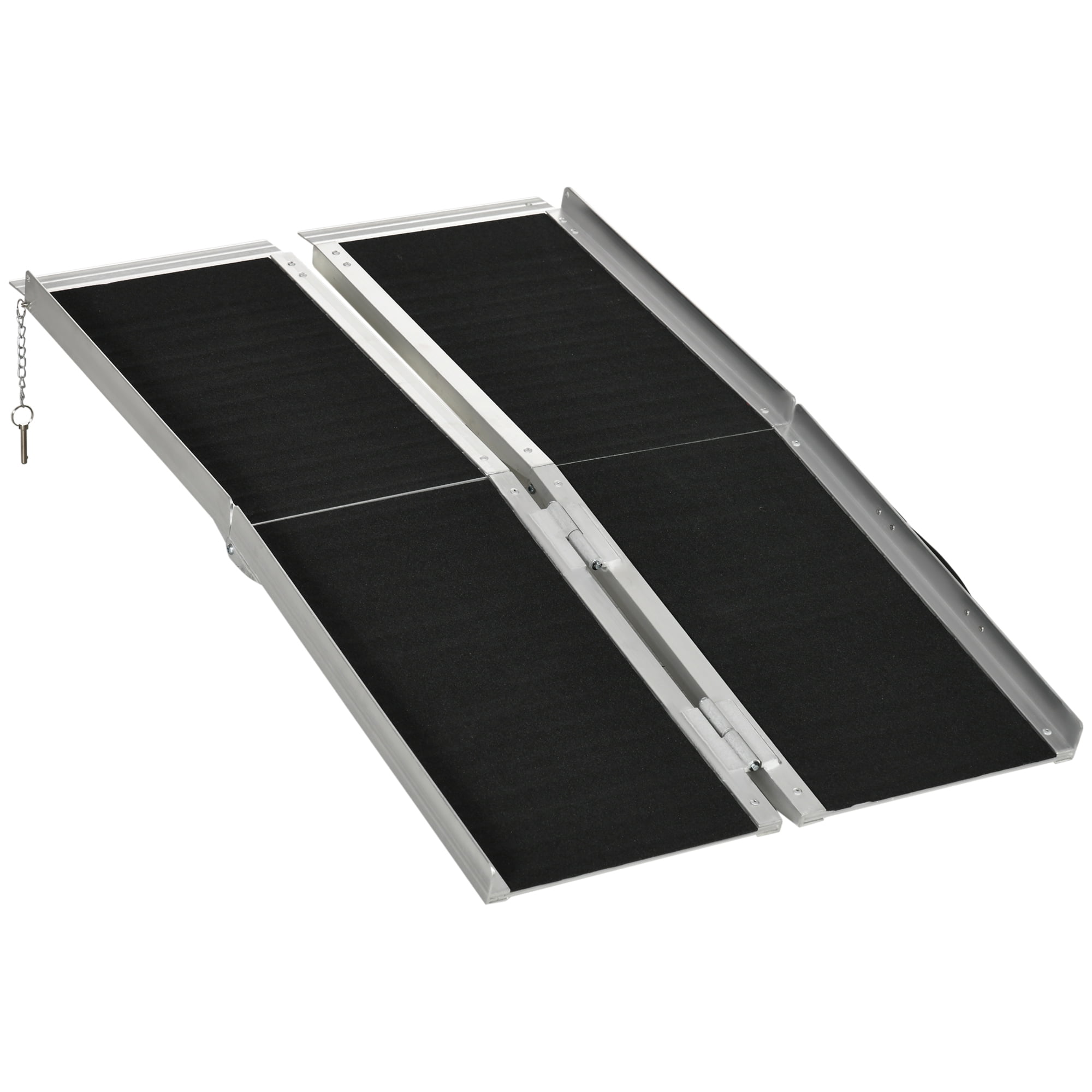 Slip Proof Ramp HOMCOM, Wheelchair Ramp, 4 in, Portable Aluminum, Skidproof PVC ...