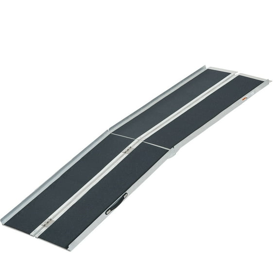 HomCom Lightweight Aluminum Portable Skidproof PVC Carpeted Folding Wheelchair Ramp, 8'