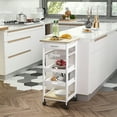 thumbnail image 1 of HomCom Mobile Rolling Kitchen Island Trolley Serving Cart with Underneath Drawer & Slide-Out Wire Storage Basket, White, 1 of 10