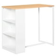thumbnail image 1 of HomCom Modern Bar Table with 3-Tier Storage Shelf, Metal Frame, White, New, 1 of 10