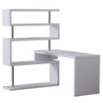 thumbnail image 1 of HomCom Modern L-Shaped 360° Rotating Computer Desk Corner Home Office Study Workstation with 5-Tier Storage Shelves, Bookshelf, White, 1 of 10