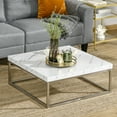 thumbnail image 1 of HomCom Square Coffee Table with Faux Marble Tabletop for Living Room, 1 of 9