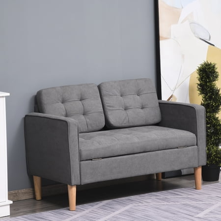 HomCom Storage Loveseat, Grey
