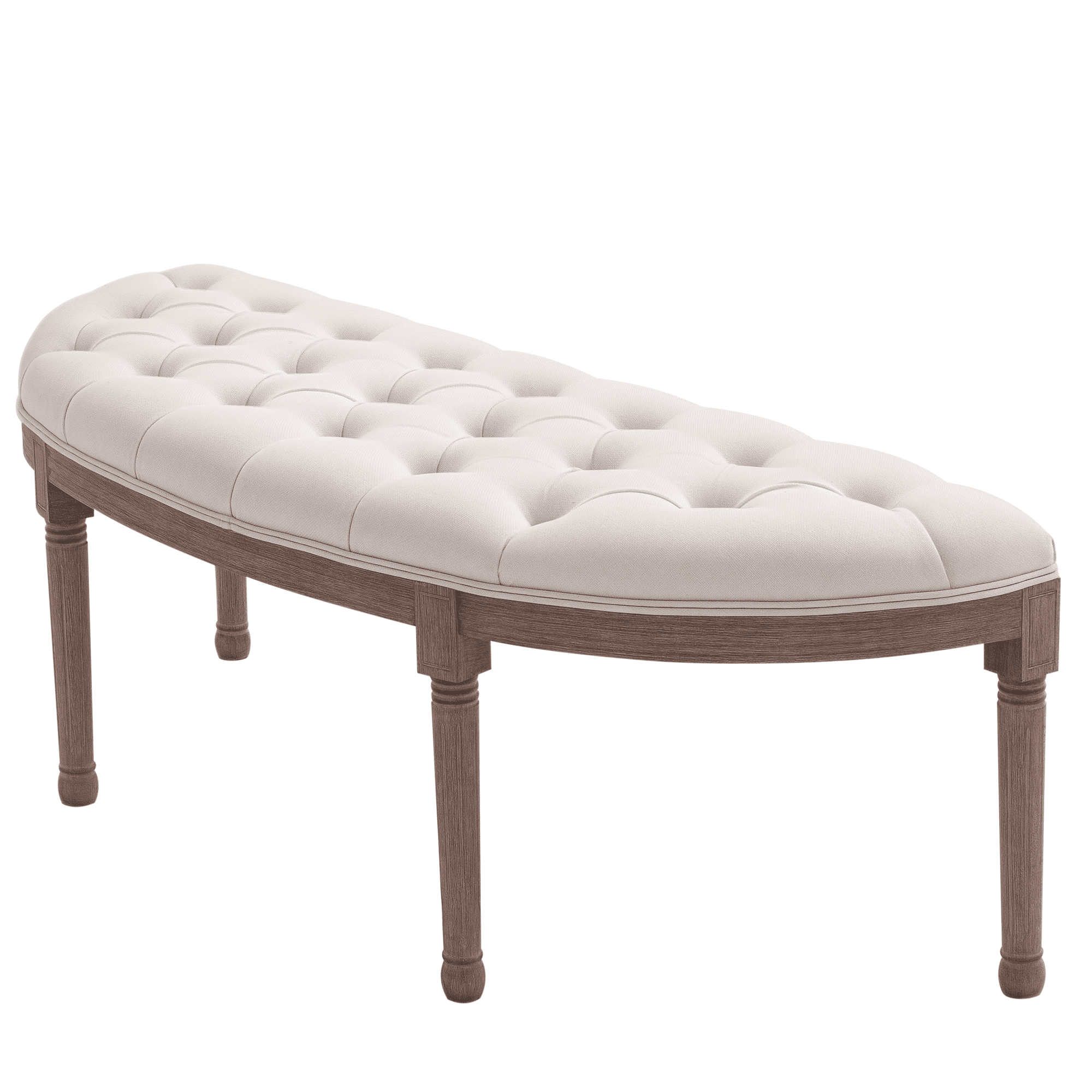 HomCom Modern Bedroom Upholstered Half Circle Ottoman Bench Seat