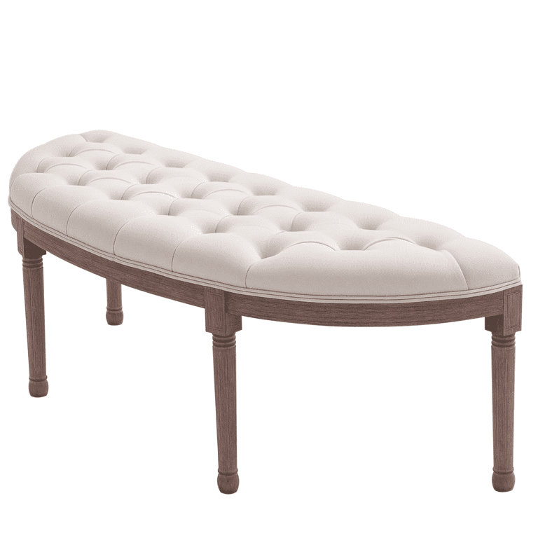 HomCom Modern Bedroom Upholstered Half Circle Ottoman Bench Seat