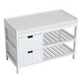 thumbnail image 1 of HomCom Wooden Shoe Rack Bench Organizer With Drawers, White, 1 of 9