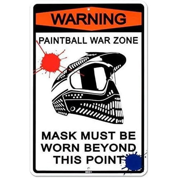 HomDeo Metal Tin Sign 8x12 Inches Plaques Poster Novelty Wall Decor Indoor Garage Warning Paintball