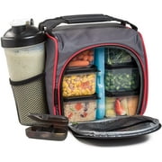 HomEquip Meal Prep Insulated Cooler Reusable Lunch Bag with 6 Portion Control Boxes