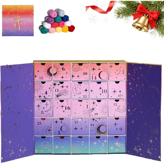 HomFairy 2025 Christmas Advent Calendar with Yarn Crochet Set, 25 Day Countdown Collectible Hanging Decor for Holiday DIY Hand-woven and Festive Home Decoration