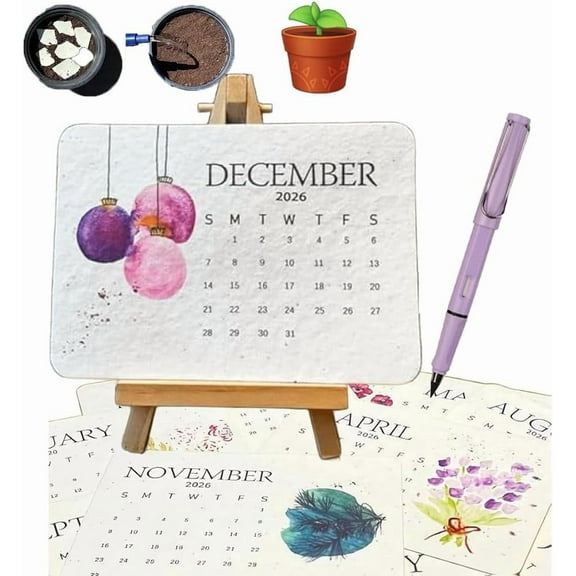 HomFairy Eco-Friendly Plantable Love Seed Calendar 2026, Sustainable Monthly Green Planner, Month Biodegradable Seed Paper for Gifting, Gardening, Living, Home Decor