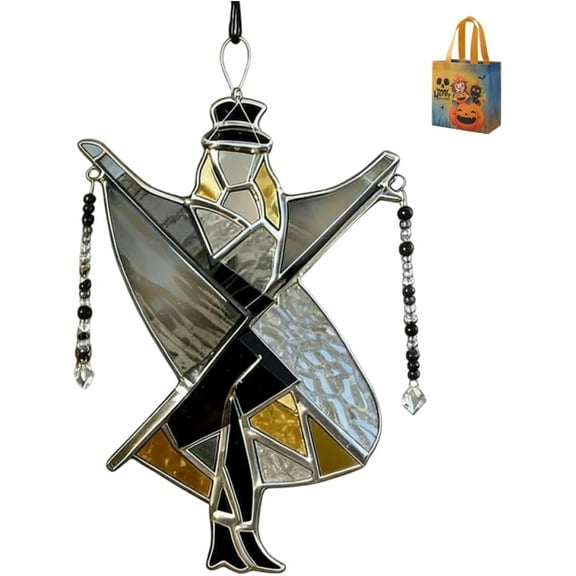 HomFairy Handmade Stained Glass Spinner, 2026 New Dancing Pattern Stained Glass Memphis Melody Wind Spinner, Colorful Kinetic Garden Ornament