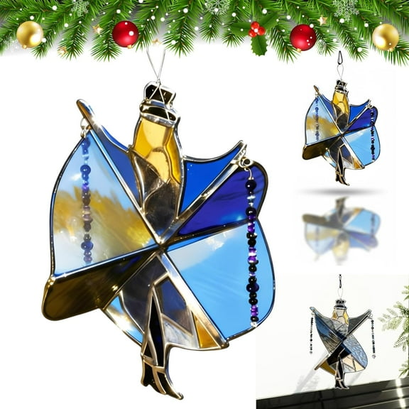 HomFairy Handmade Stained Glass Spinner, Dancing Lady Stained Glass Spinner, Memphis Melody Acrylic Kinetic Hanging Decor, DIY Dancing King Pattern Sunlight Catcher