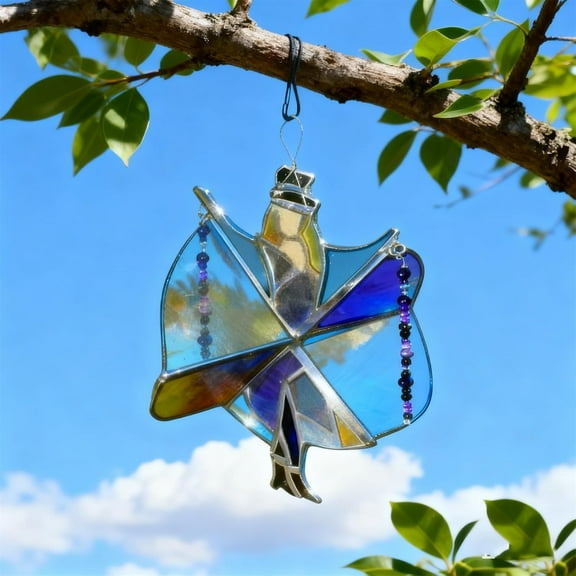 HomFairy Handmade Stained Glass Spinners, Dancing Pattern for Spinner The Memphis Melody, Kinetic Acrylic Wind Spinner, Sun Catchers Indoor Window, Garden