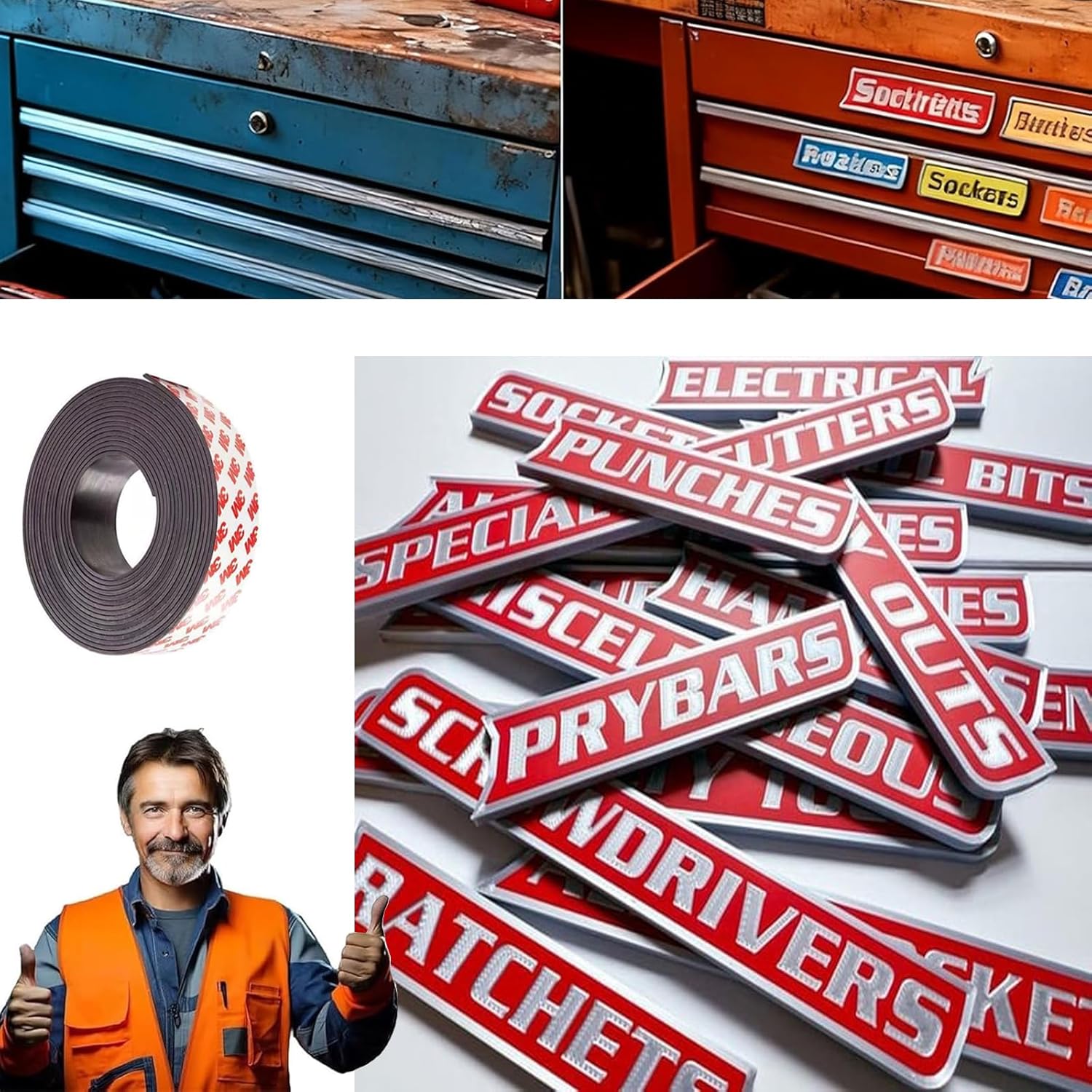 HomFairy Magnetic Tool Box Labels, Durable Premium High Magnetic ...