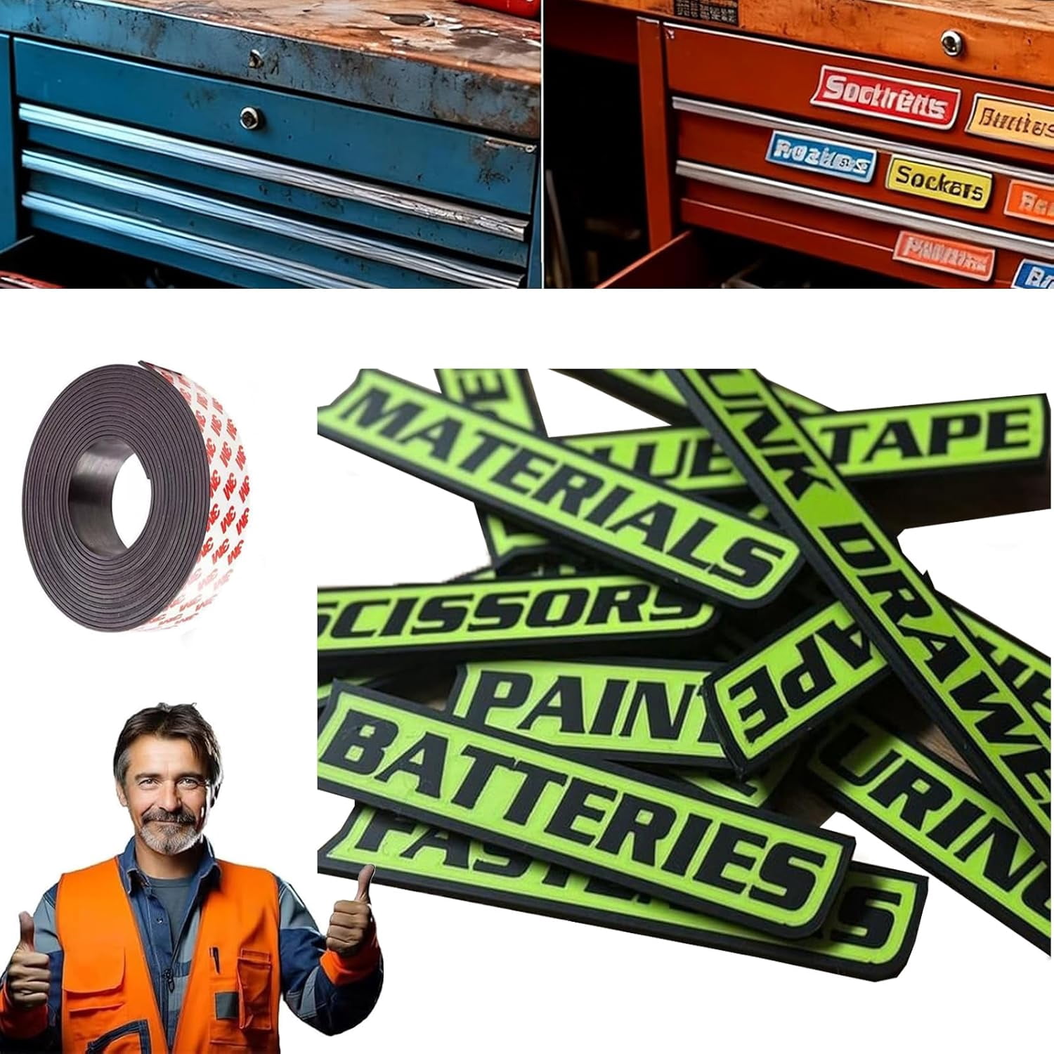 HomFairy Magnetic Tool Box Labels, Durable Premium High Magnetic ...