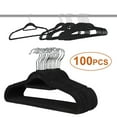 thumbnail image 1 of HomGarden 100 Pack Black Clothing Velvet Hangers - Non-Slip & Space-Saving, 360° Swivel Hook W/ Accessory Bar, 1 of 10