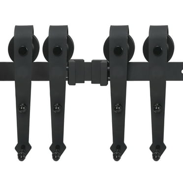 HomGarden 12FT Double Sliding Barn Door Hardware Kit Track System, Metal Finish for Bedroom Closet Farm, Basic J