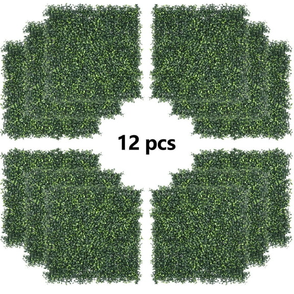 HomGarden 12PCS 19"x 19" Artificial Boxwood Panels 33sq.ft Faux Privacy Hedge Plant Fence Screen Indoor Outdoor UV Protection