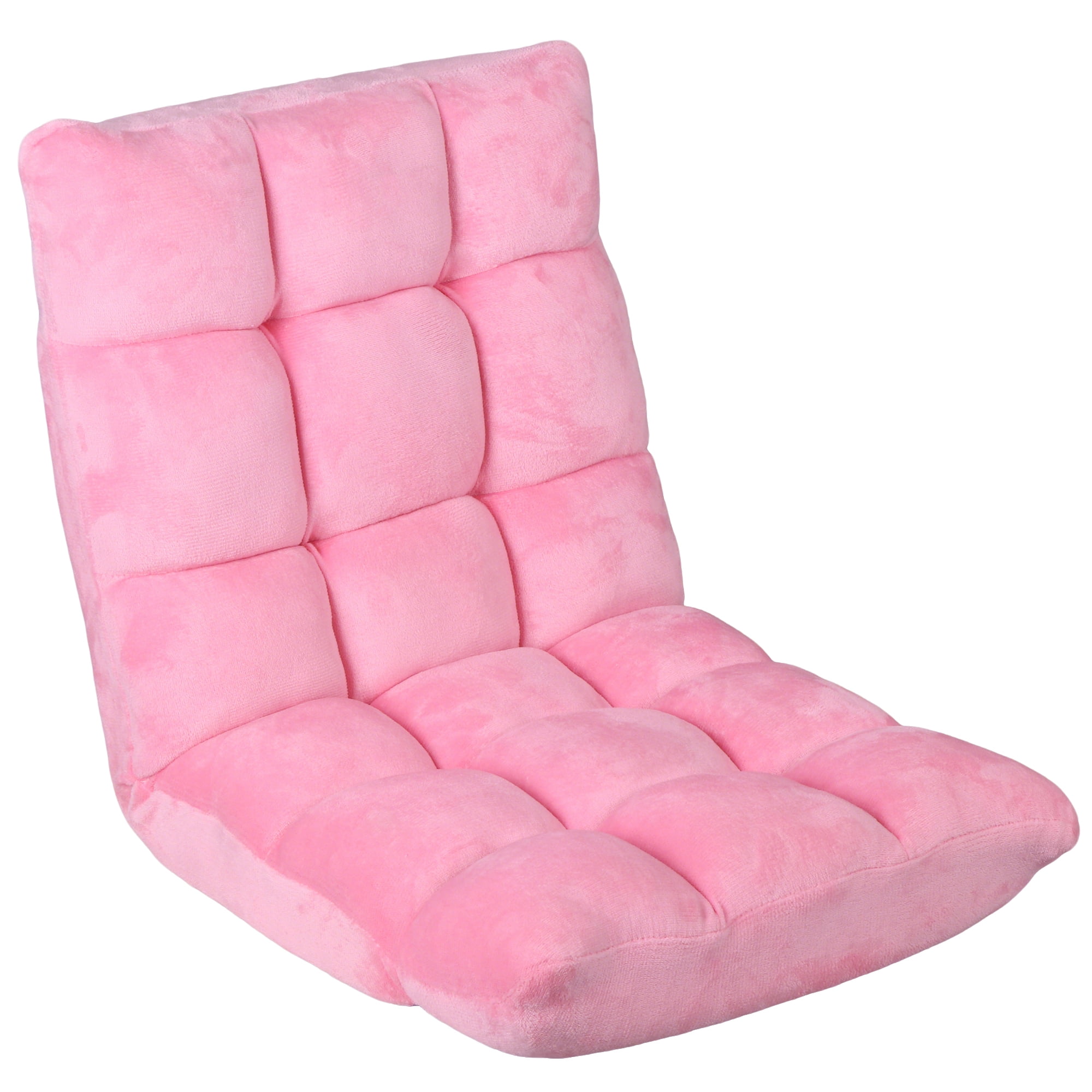 HomGarden 14-Position Adjustable Floor Chair Padded Folding Gaming Sofa Chair Pink