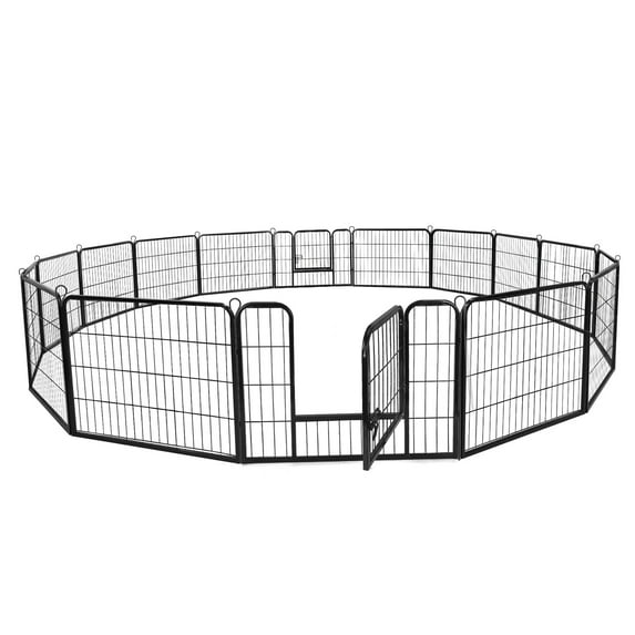 HomGarden 16 Panels 24'' Height Large Dog Playpen, Portable Puppy Exercise Pen Indoor Outdoor Dog Fence W/ Doors