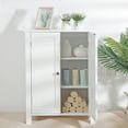 thumbnail image 1 of HomGarden 2-Door Bathroom Floor Storage Cabinet Side Cupboard W/ Adjustable Shelves, 11.8'' W, White, 1 of 10
