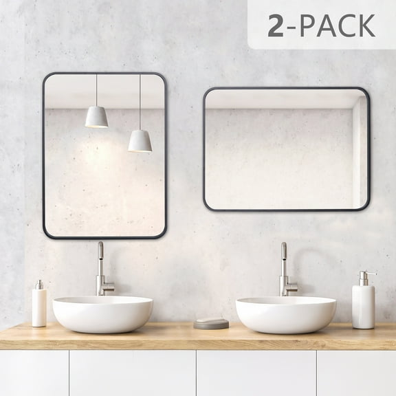 HomGarden 2 Pack 22"x30" Black Vanity Wall Mirror Metal Frame