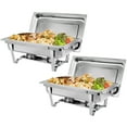 thumbnail image 1 of HomGarden 2 Pack 8QT Full Size Chafing Dish, Stainless Steel Chafer Buffet Set, Silver, 1 of 10