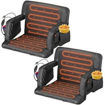 HomGarden 2 Pack Heated Stadium Seat 25-in Wider Cushion Bleacher Chair with 3 Levels Heating, Back Support, Black