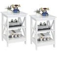 thumbnail image 1 of HomGarden 2 Pack Modern End Table Square MDF Sofa Side Table, White, 1 of 11