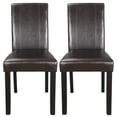 thumbnail image 1 of HomGarden 2 Pack Modern Upholstered Leather Indoor Dining Chair High-Back Padded Parson Chair Brown, 1 of 11