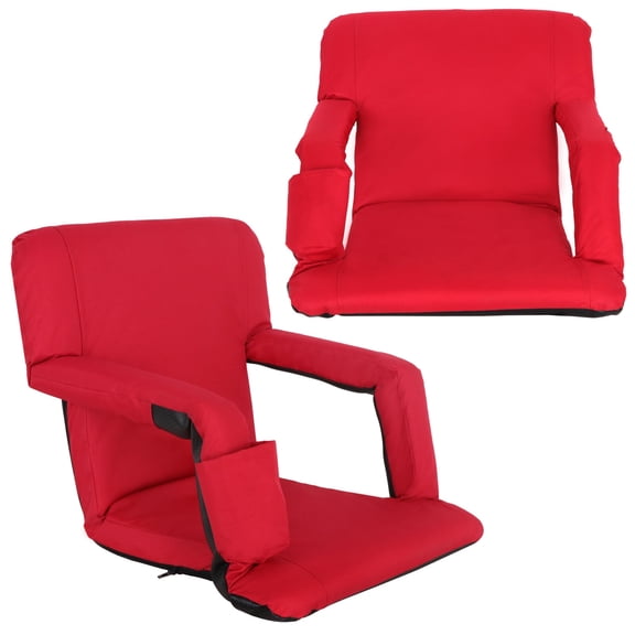 HomGarden 2 Pack Portable Stadium Seat Chair, 6 Reclining Folding Bench Bleachers 20.5" Wide, Red