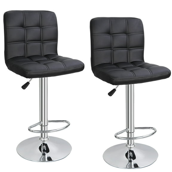 HomGarden 2 Pack Swivel Bar Stools Modern PU Leather, Adjustable Barstool W/ Mid-Back, Footrest