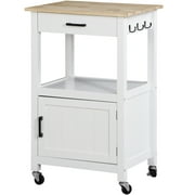 HomGarden 20" Kitchen Island Cart on Wheels W/Drawer & Cabinet & Towel Rack White