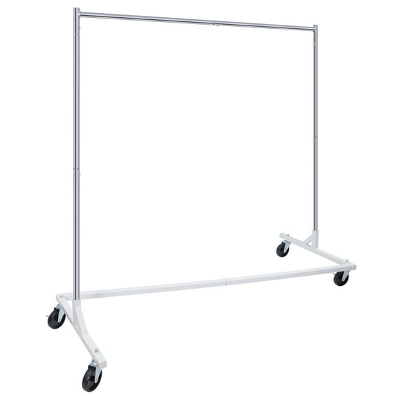 HomGarden 220lbs Heavh-Duty Clothes Rack W/Wheels, Commercial Grade Rolling Garment Rack, Silver