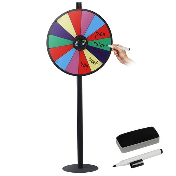 HomGarden 24in/36in Spinning Prize Wheel 14 Slots Roulette Wheel Tabletop or Floor Standing W/Dry Erase, Marke for Fortune Game Tradeshow Carnival – 24inch