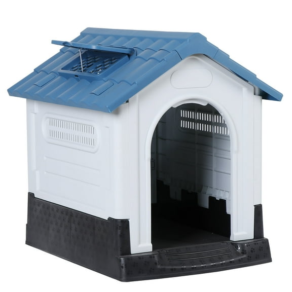 HomGarden 26-in Plastic Small Dog House Portable Pet Puppy House Shelter W/Skylight, Blue