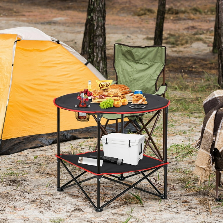 Round folding camping table discount