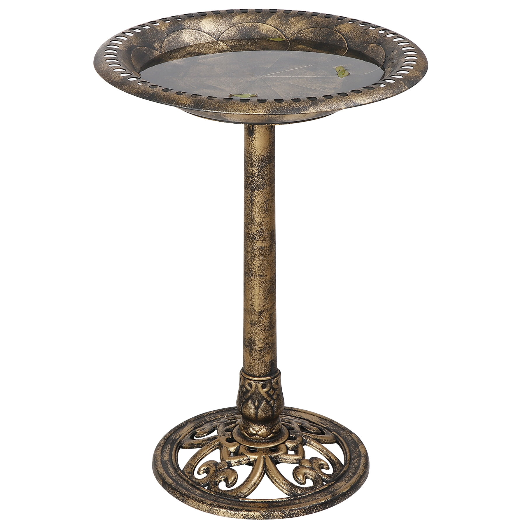 Bronze Shell-Shaped 28" Resin Pedestal Bird Bath