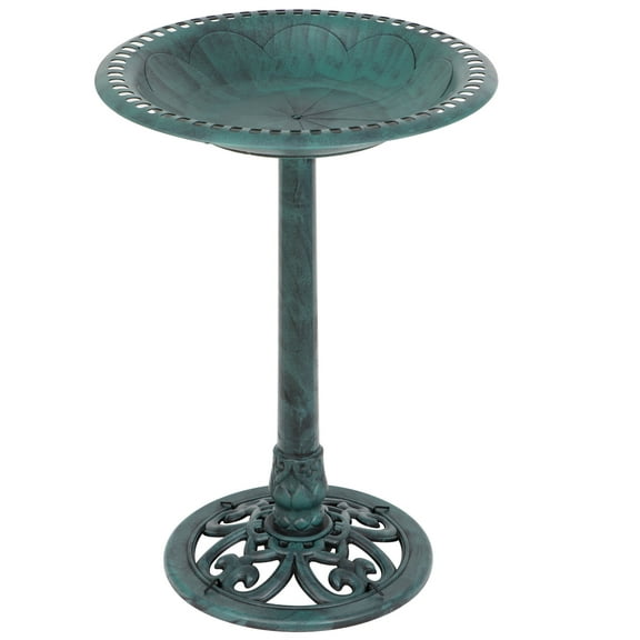 HomGarden 28" Vintage Bird Bath Antique Green Birdbath Outdoor Garden Backyard Dcor