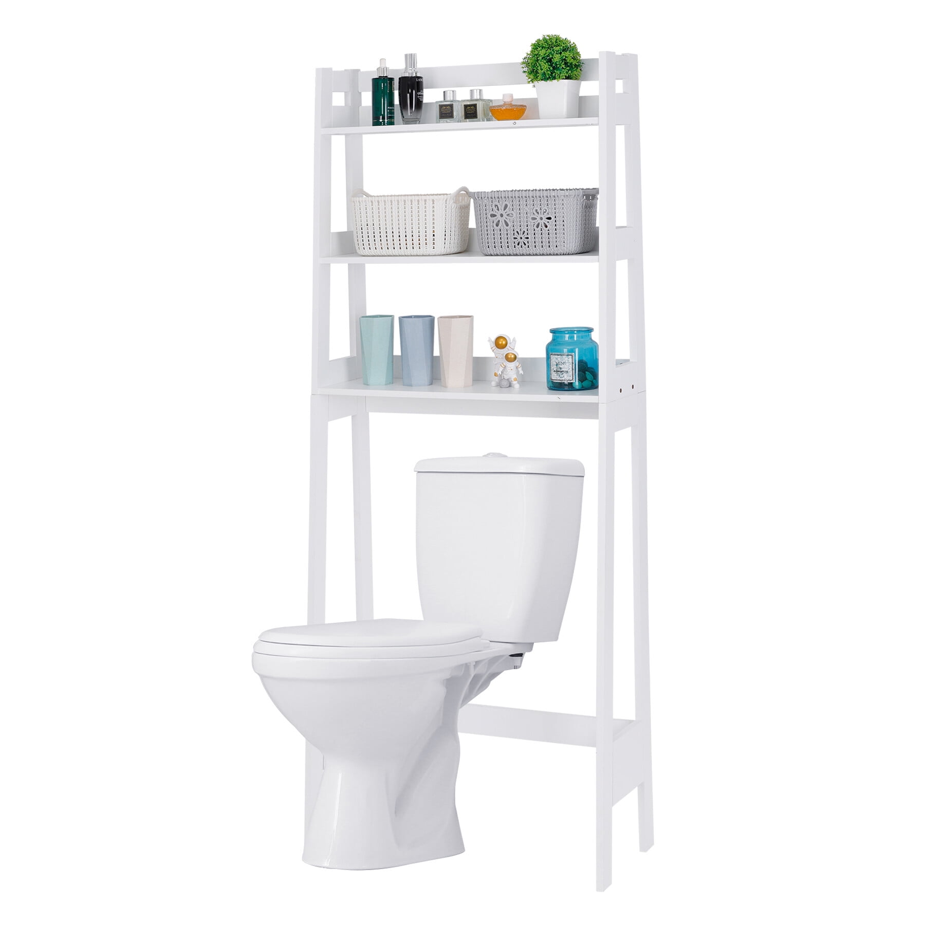 HomGarden 3Shelf Bathroom Storage Rack, Over Toilet Space Saver, White