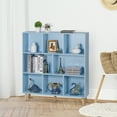 thumbnail image 1 of HomGarden 3-Tier 8 Cube Storage Organizer 3-Shelves Wood Open Shelf Bookcase W/Pine Legs, Blue, 1 of 9
