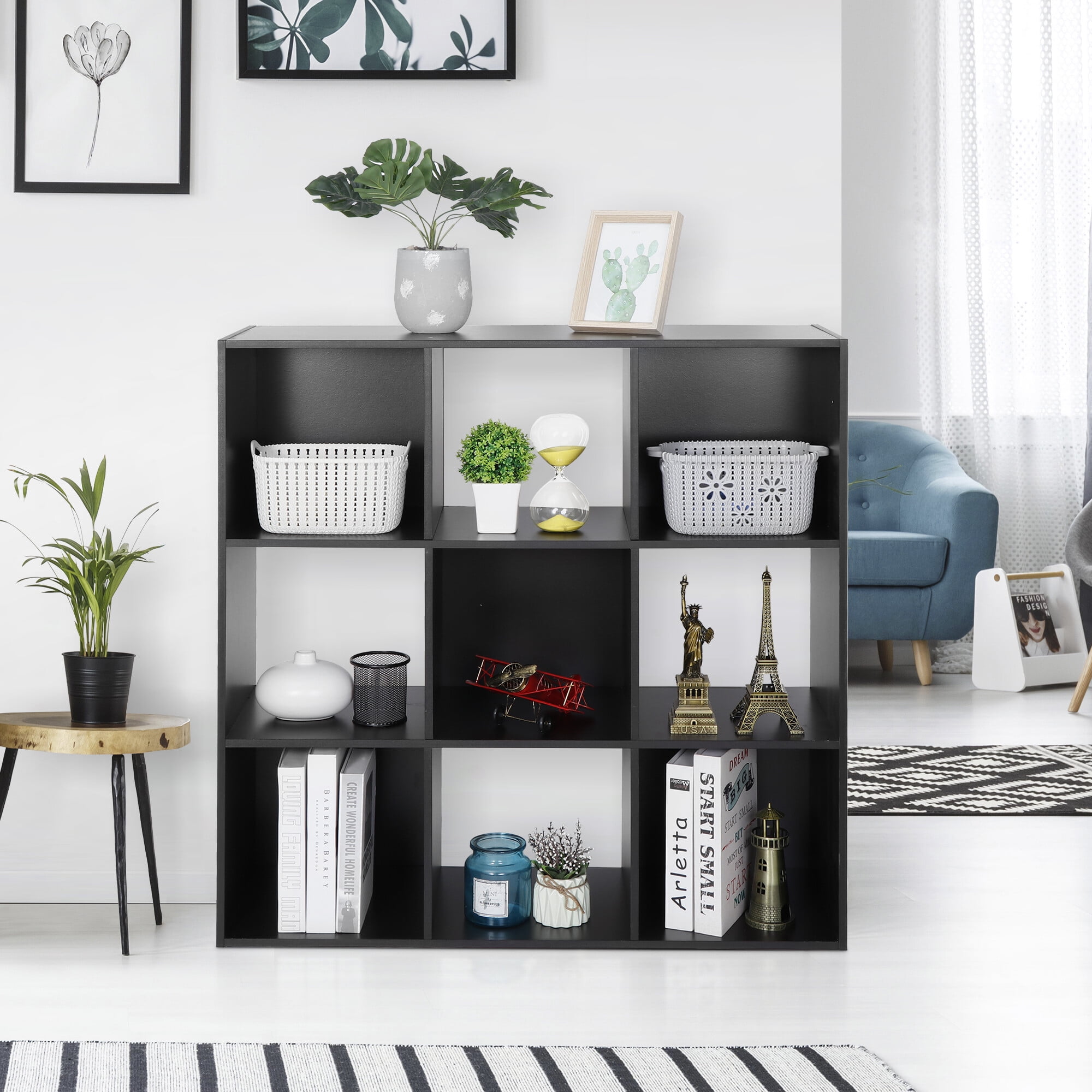 Black wooden cube storage online