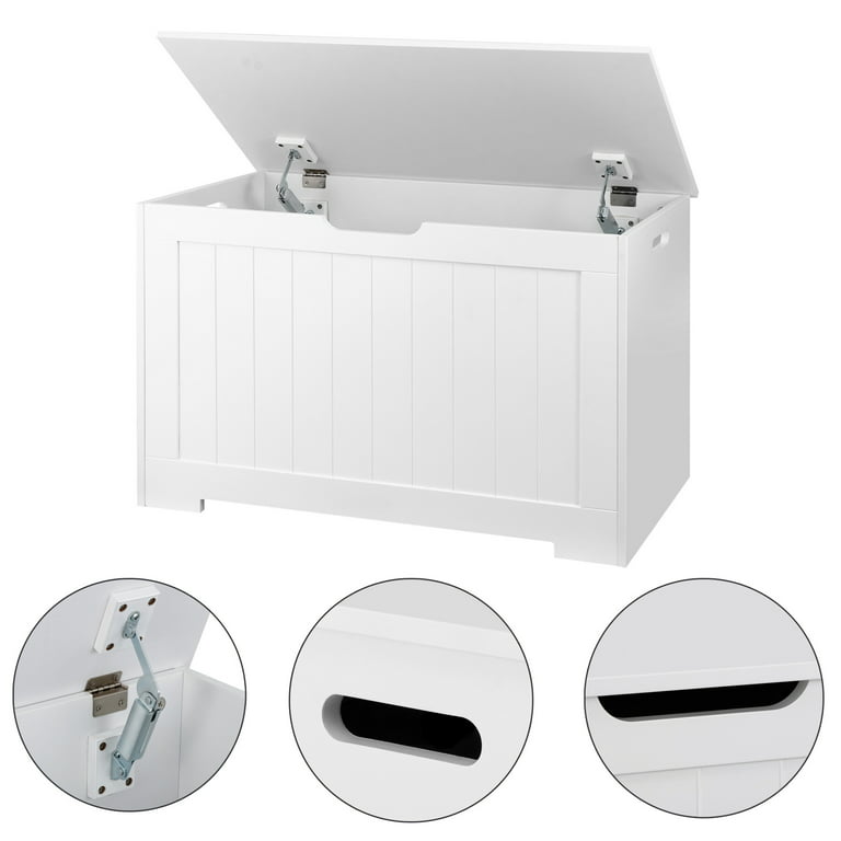 HomGarden 30'' Large Wooden Toy Chest, Kids Storage Box Cabinet W/ Safety  Hinged Lid, 150L, White