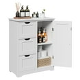 thumbnail image 1 of HomGarden 31.5-in Bathroom Floor Cabinet Kitchen Side Storage Organizer W/ 3 Drawers & Cupboard & Adjustable Shelf, White, 1 of 12
