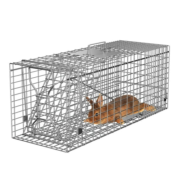 HomGarden 32inch Humane Live Animal Trap Cage, Steel Catch Bait Small Animal Indoor Outdoor